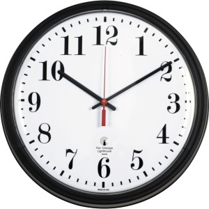 Chicago Lighthouse 13.75" Black Contract Commercial/Residential Quartz Movement Wall Clock