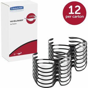 Kleenguard V40 Hellraiser Safety Eyewear, Recommended for: Workplace, Home, Industrial, Manufacturing, Eye, Indoor - Universal Size - UVA, UVB, UVC Protection - Polycarbonate - Durable, Lightweight, Wraparound Frame, Scratch Resistant, Comfortable, Anti-fog - 12 / Box