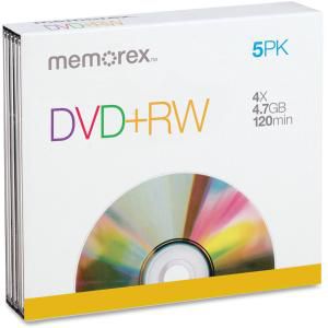 Memorex DVD Rewritable Media - DVD+RW - 4x - 4.70 GB - 5 Pack Jewel Case