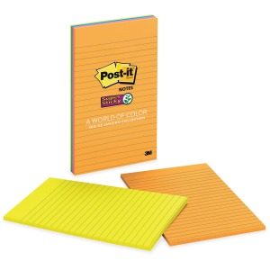Post-it&reg; Super Sticky Lined Notes - Energy Boost Color Collection