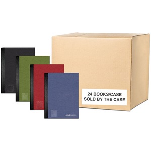 80 Sheets - 160 Pages - Printed - Sewn/Tapebound - Both Side Ruling Surface - Red Margin - 15 lb Basis Weight - 56 g/m² Grammage - 9 3/4" x 7 1/2" - 0.33" x 7.5" x 9.8" - White Paper - Black Binding - Recycled - 24 / Carton