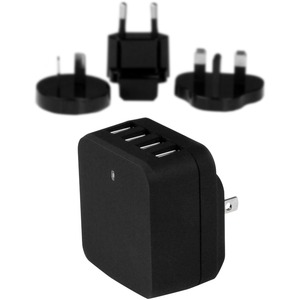 StarTech.com 4-Port USB Wall Charger - International Travel - 34W/6.8A - Black