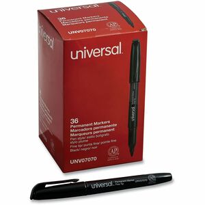 Universal Pen-Style Permanent Marker Value Pack, Fine Bullet Tip, Black, 36/Pack