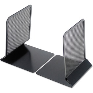 Universal Metal Mesh Bookends, Nonskid Base, 5.38 x 5.38 x 6.75, Black, Pair