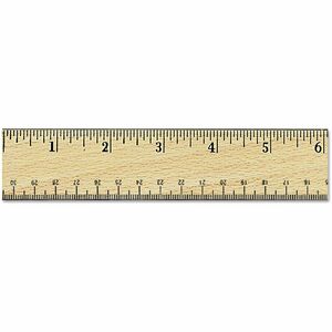 Universal Flat Wood Ruler with Double Metal Edge, 12" , Clear Lacquer Finish
