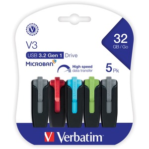 32GB Store 'n' Go® V3 USB 3.2 Gen 1 Flash Drive - 5pk - Assorted