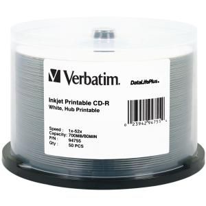 Verbatim DataLifePlus 94755 CD Recordable Media - CD-R - 52x - 700 MB - 50 - White