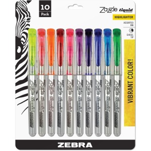 Zebra Pen Zazzle 10-color Fluorescent Highlighters Set