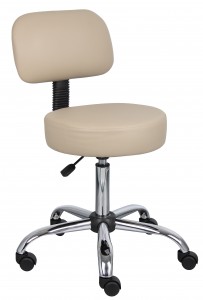 Boss Beige Caressoft Medical Stool W/ Back Cushion