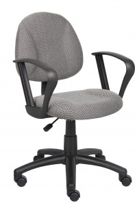 Boss Grey  Deluxe Posture Chair W/ Loop Arms