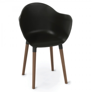 OfficeSource Allure Collection Plastic Bucket Chair with Light Wood Legs