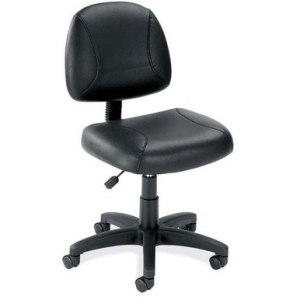 OfficeSource | Effort | Black Leather Armless Deluxe Posture Chair with Black Frame