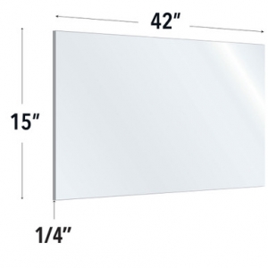 OfficeSource SafeGuard Barrier Collection Clear Acrylic Screen with Rounded Edges - 42''W x 15''H