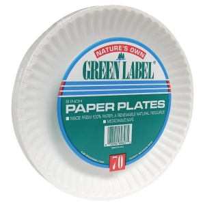 PP9GRAXWH AJM Nature's Own Green Label 9 In. Paper Plates (70-Count)