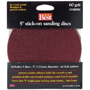 301345GA 5 In. 60 Grit Stick-On Sanding Disc (4-Pack)