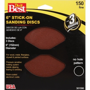 301590 6 In. 150 Grit Stick-On Sanding Disc (3-Pack)