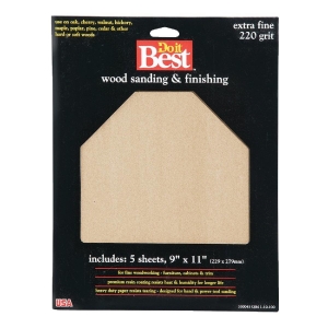 330043GA Bare Wood 9 In. x 11 In. 220 Grit Extra Fine Sandpaper (5-Pack)