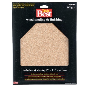 330086GA Bare Wood 9 In. x 11 In. 60 Grit Coarse Sandpaper (4-Pack)