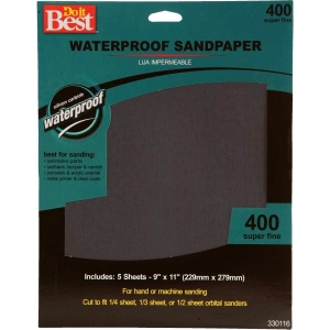 330116GA Waterproof 9 In. x 11 In. 400 Grit Super Fine Sandpaper (5-Pack)