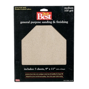 330175GA General Purpose 9 In. x 11 In. 100 Grit Medium Sandpaper (5-Pack)