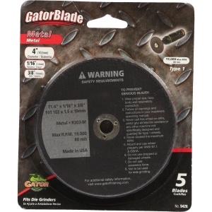9426 Gator Blade Type 1 4 In. x 1/16 In. x 3/8 In. Metal Cut-Off Wheel (5-Pack)