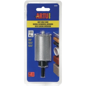 02830 ARTU 1-3/4 In. Tungsten Carbide Grit Hole Saw with Arbor and Pilot Bit