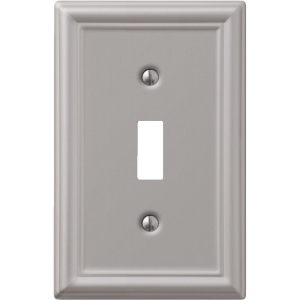149TBN Amerelle Chelsea 1-Gang Stamped Steel Toggle Switch Wall Plate, Brushed Nickel