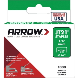 214 Arrow JT21 Light Duty Staple, 1/4 In. (1000-Pack)