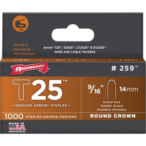 259 Arrow T25 Round Crown Cable Staple, 9/16 In. (1100-Pack)