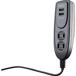 41225 Woods 2 Power & 2 USB Black Desktop USB Charger