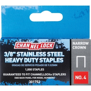 301752 Channellock No. 4 Narrow Crown Stainless Steel Staple, 3/8 In. (1000-Pack)