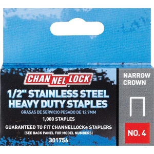 301756 Channellock No. 4 Narrow Crown Stainless Steel Staple, 1/2 In. (1000-Pack)