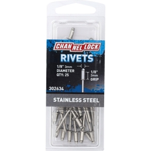 302634 Channellock 1/8 In. Dia. x 1/8 In. Grip Stainless Steel POP Rivet (25-Pack)