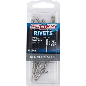 302648 Channellock 1/8 In. Dia. x 1/2 In. Grip Stainless Steel POP Rivet (15-Pack)