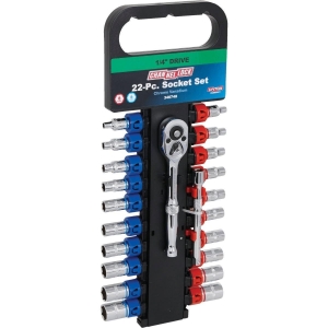 346748 Channellock Standard/Metric 1/4 In. Drive 6-Point Shallow Ratchet & Socket Set (22-Piece)