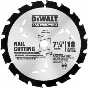 DW3191 DeWalt Circular Saw Blades,Construction 7-1/4" 18T Rock Carbide Saw Blade