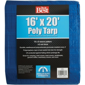 700517 Blue Woven 16 Ft. x 20 Ft. Medium Duty Tarp