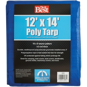 700525 Blue Woven 12 Ft. x 14 Ft. Medium Duty Poly Tarp