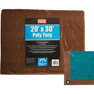 700630 1 Side Green/1 Side Brown Woven 20 Ft. x 30 Ft. Medium Duty Poly Tarp