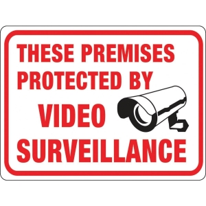 20619 Hy-Ko 9 x 12 Plastic Sign, These Premises Protected By Video Surveillance