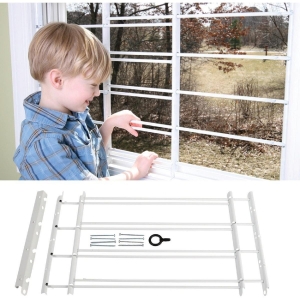1134 John Sterling Corp Hinged White Enamel 4-Bar Child Safety & Window Security Guard