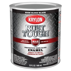 K09705008 Krylon Rust Tough Oil-Based Gloss Rust Control Enamel, Black, 1 Qt.