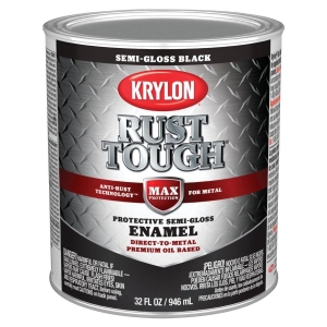 K09709008 Krylon Rust Tough Oil-Based Semi-Gloss Rust Control Enamel, Black, 1 Qt.