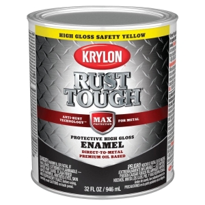 K09713008 Krylon Rust Tough Gloss Anti-Rust Safety Color Rust Control Enamel, Safety Yellow, 1 Qt.