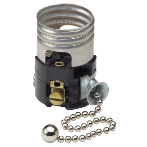 003-19980-00M Leviton Pull Chain Medium Base Black Interior Lamp Socket
