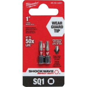 48-32-4421 Milwaukee SHOCKWAVE #1 Square Recess 1 In. Insert Impact Screwdriver Bit (2-Pack)
