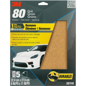 51131-32115 3M Sandpaper,32115,80 Grit,9"x 11"