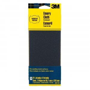 51131-92065 3M Emery Cloth Sandpaper 5931ES,3-2/3"x 9",Assorted Grit