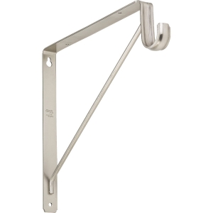 S822093 Stanley Home Designs 12-5/8 In. H. x 11 In. D. Shelf & Rod Bracket, Satin Nickel