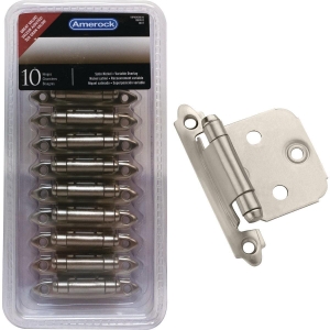 1887612 Amerock Satin Nickel Face Mount Self-Closing Overlay Hinge (10-Pack)